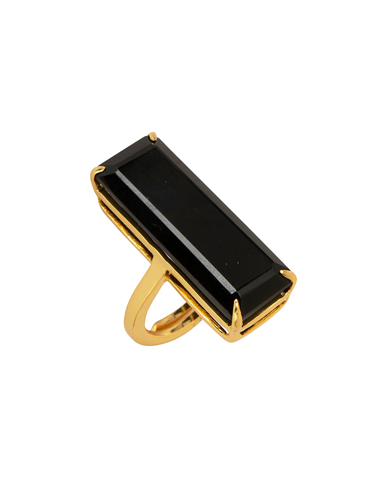 Lucille Ring, Black Onyx, 14K Gold Plated