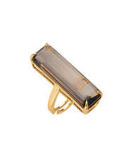 Lucille Ring, Smoky Quartz Ring, 14K Gold Plated