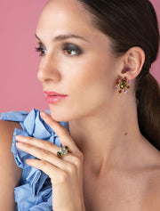 Ring Set with Blue Quartz and Lolite, 14K Gold Plated