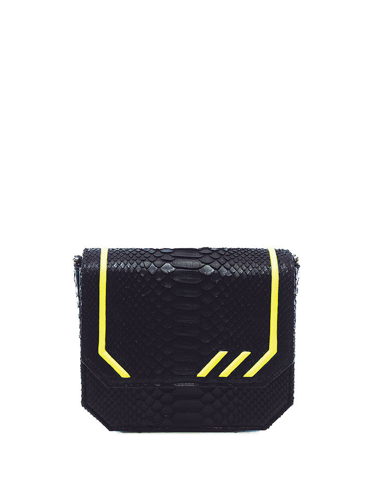 Python Radiant Clutch Bag, Black / Yellow