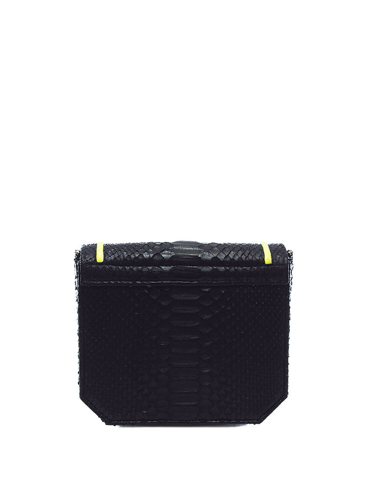 Python Radiant Clutch Bag, Black / Yellow