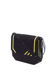 Python Radiant Clutch Bag, Black / Yellow