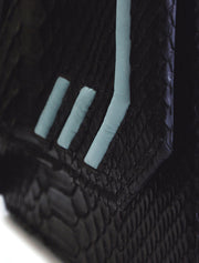 Python Radiant Clutch Bag, Black / Light Blue