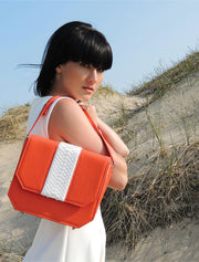 Radiant Clutch Bag, Orange / White