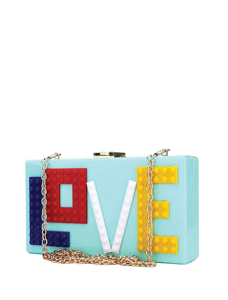 Rectangular Acrylic Clutch Bag "Love", Mint