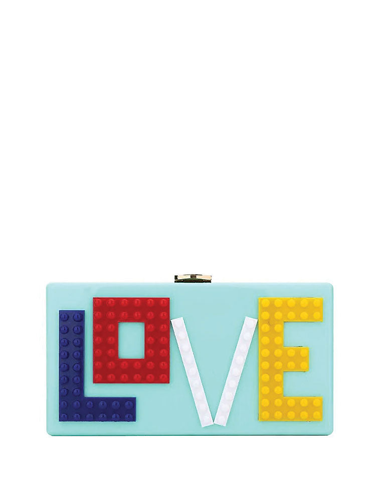 Rectangular Acrylic Clutch Bag "Love", Mint
