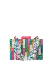 Rectangular Acrylic Clutch Bag, Multicolor / Pink