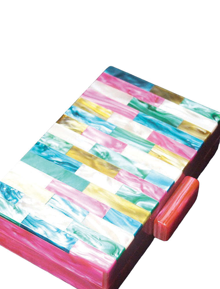 Rectangular Acrylic Clutch Bag, Multicolor / Pink