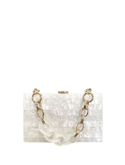 Rectangular Acrylic Clutch Bag, Pearl White