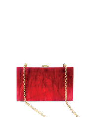 Rectangular Acrylic Clutch Bag, Red Flames
