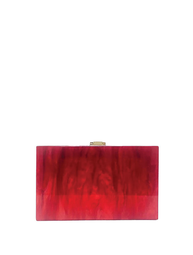 Rectangular Acrylic Clutch Bag, Red Flames