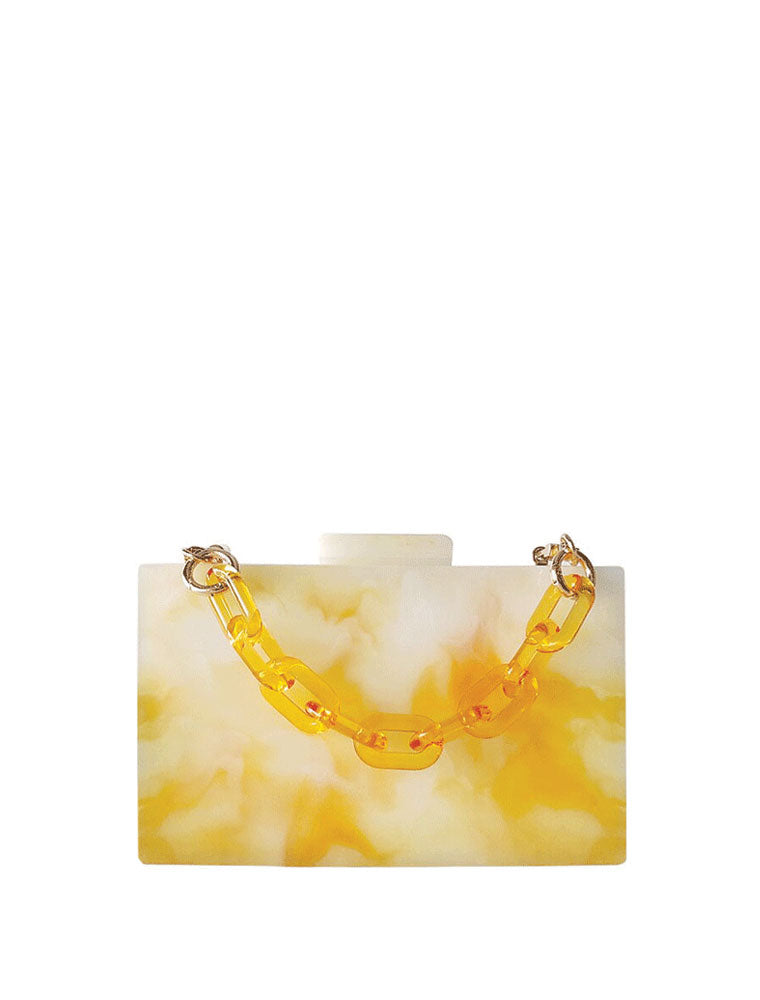 Rectangular Acrylic Clutch Bag, Yellow