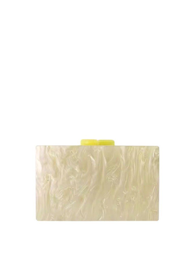 Rectangular Geometrical Design Acrylic Clutch Bag, Multicolor / Yellow