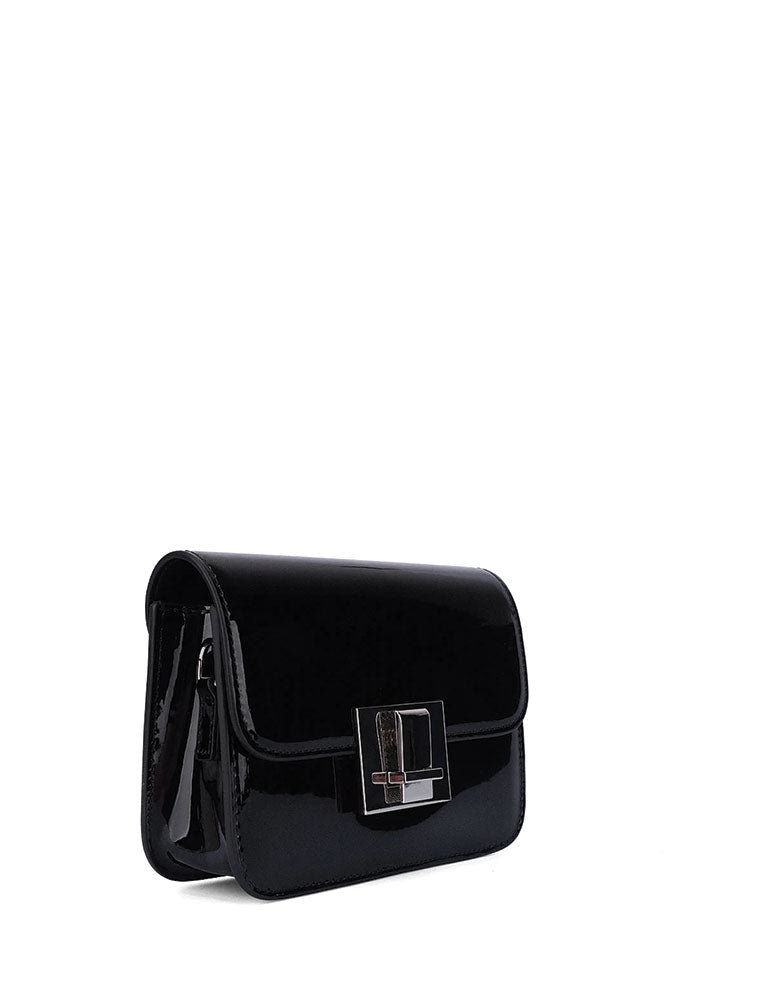Rectangular Patent Mini Bag, Black