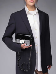 Rectangular Patent Mini Bag, Black