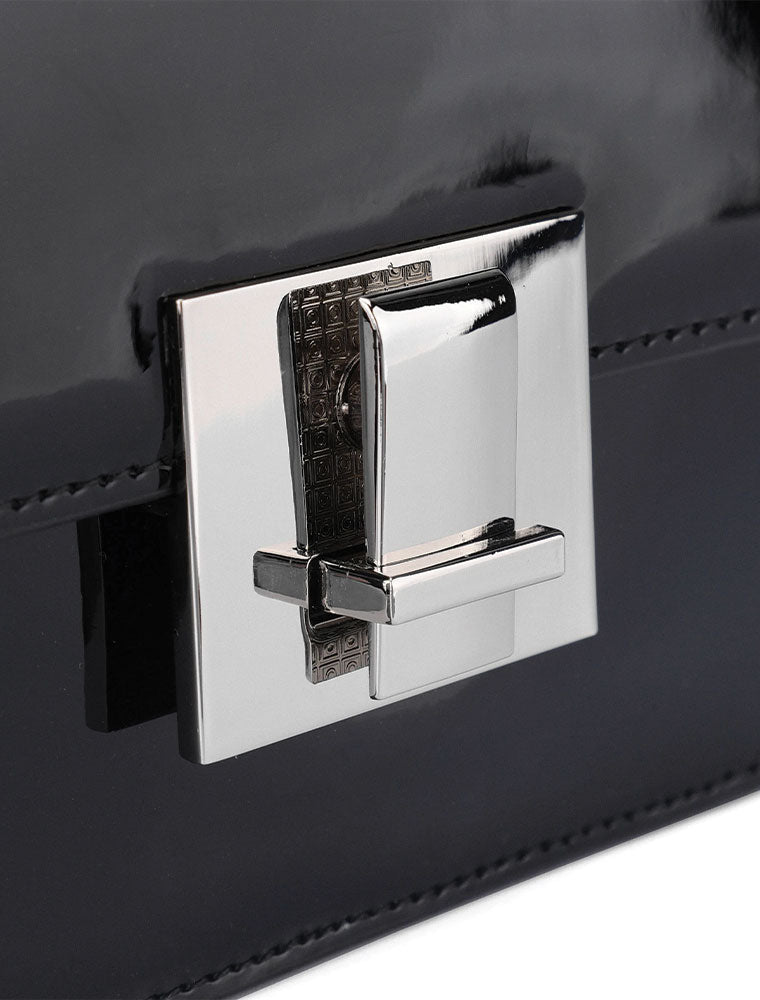 Rectangular Patent Mini Bag, Black