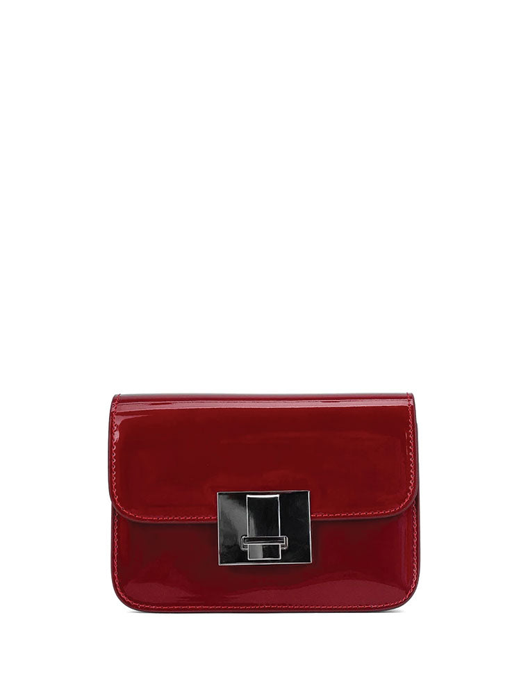 Rectangular Patent Mini Bag, Cherry Red