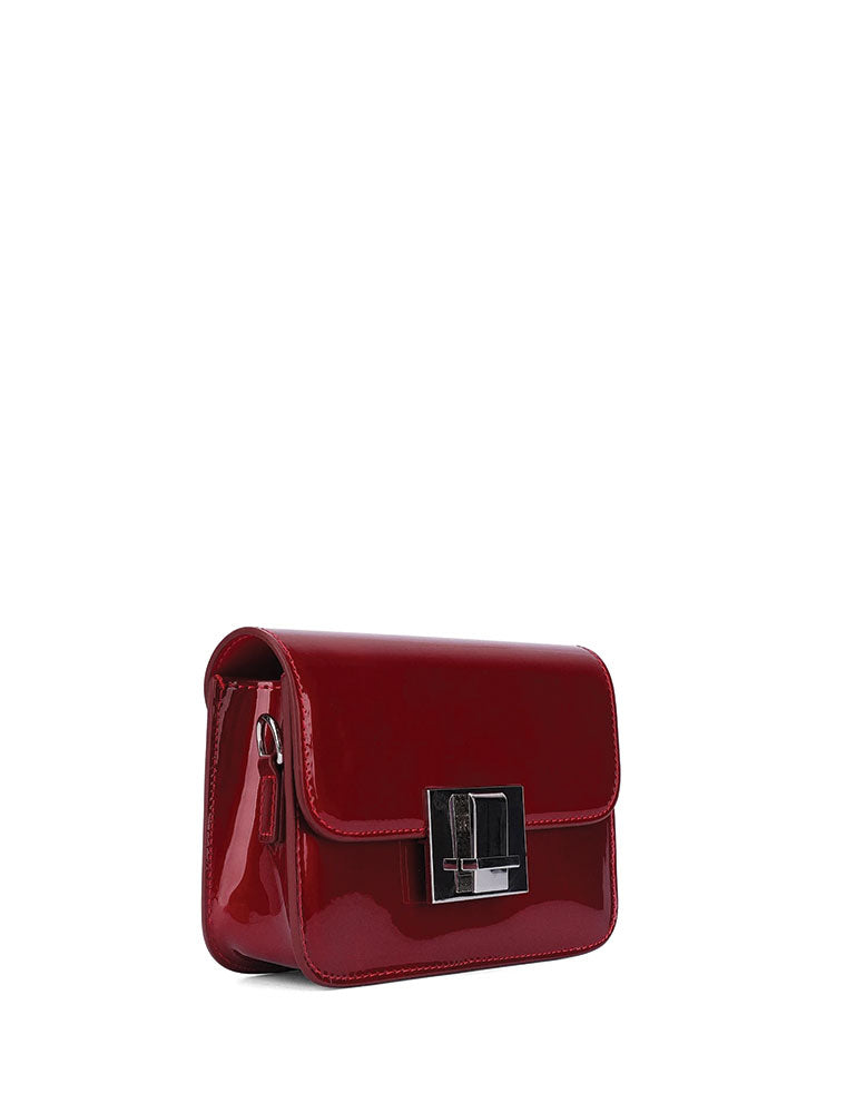 Rectangular Patent Mini Bag, Cherry Red