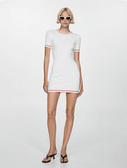 Red Edge Mini Dress, White