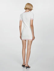 Red Edge Mini Dress, White