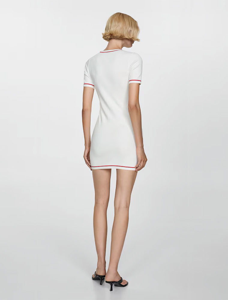 Red Edge Mini Dress, White