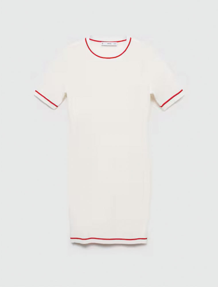 Red Edge Mini Dress, White