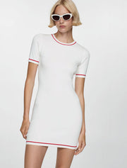 Red Edge Mini Dress, White