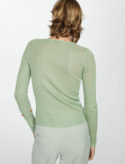 Ribbed Knit Longsleeve Top, Pastel Green