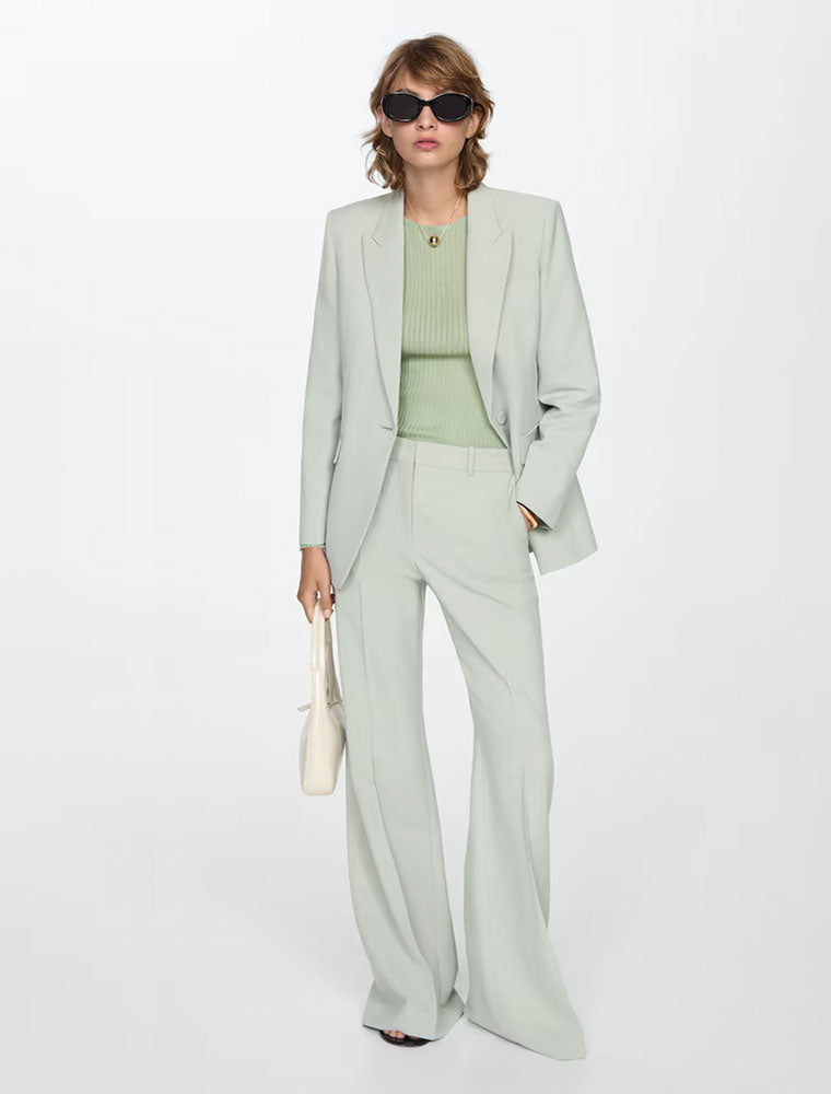 Ribbed Knit Longsleeve Top, Pastel Green