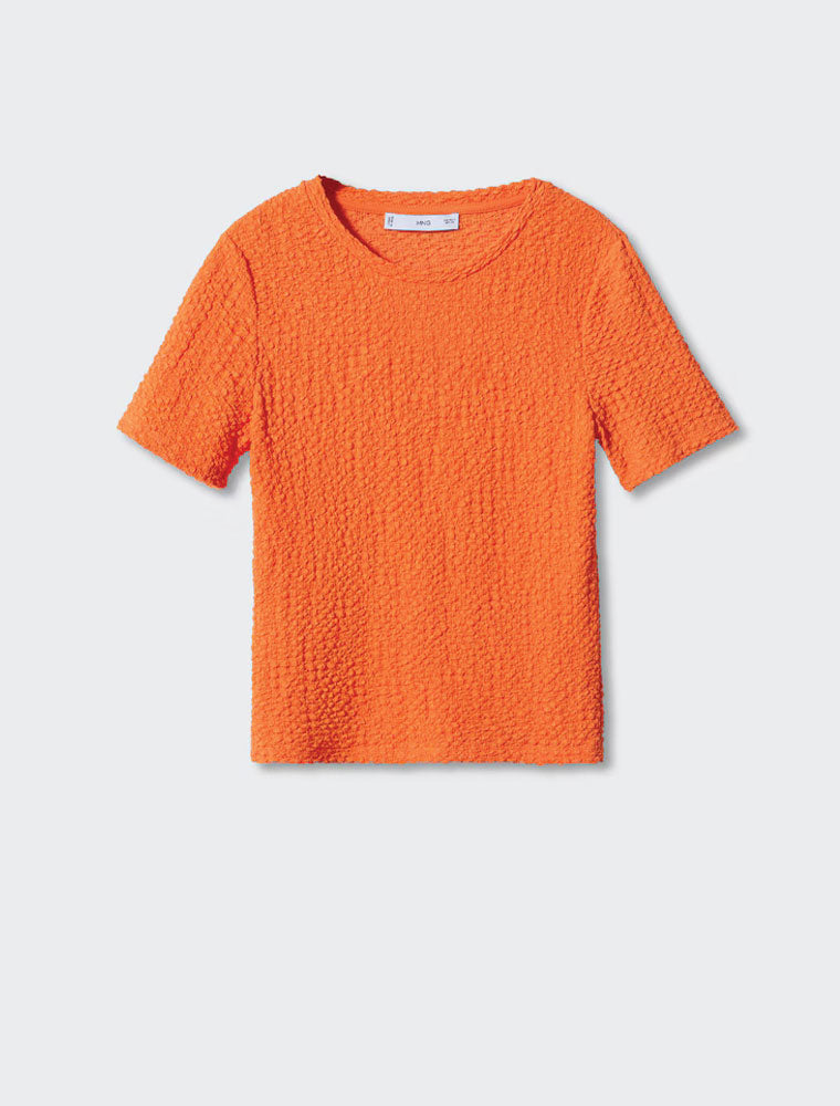 Short Sleeve Round Neck Top, Orange