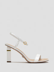 Round Toe Square Heel Sandals, Off-White