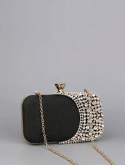 Runway Glamorous Rhinestone Clutch Bag, Black