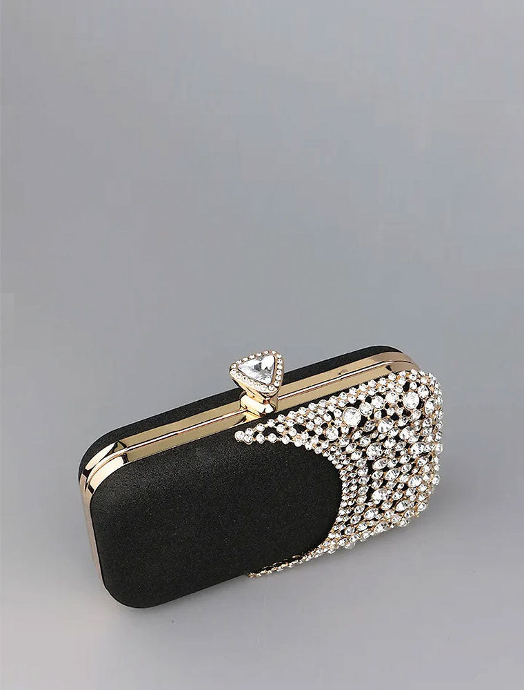 Runway Glamorous Rhinestone Clutch Bag, Black