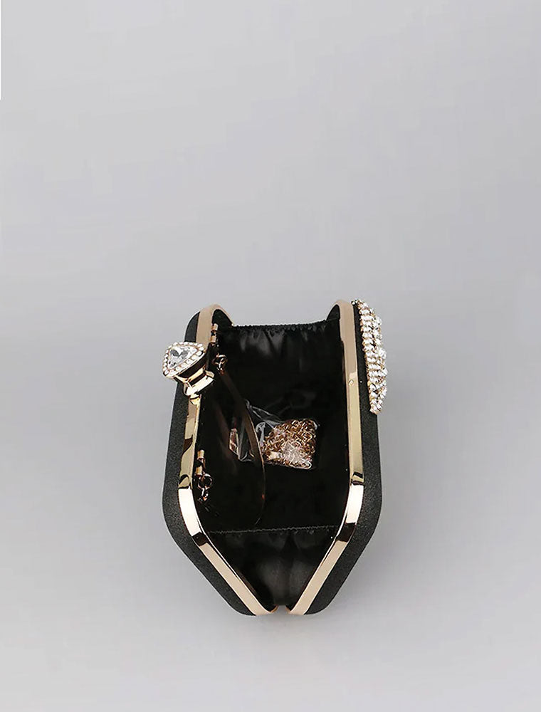 Runway Glamorous Rhinestone Clutch Bag, Black