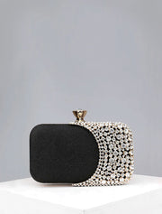Runway Glamorous Rhinestone Clutch Bag, Black