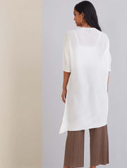 Asymmetrical Mae Bias Pleated Tunic-Dress, Wine