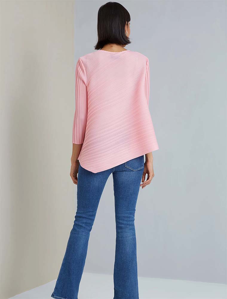 Asymmetrical Hemline Loose Top, Pink
