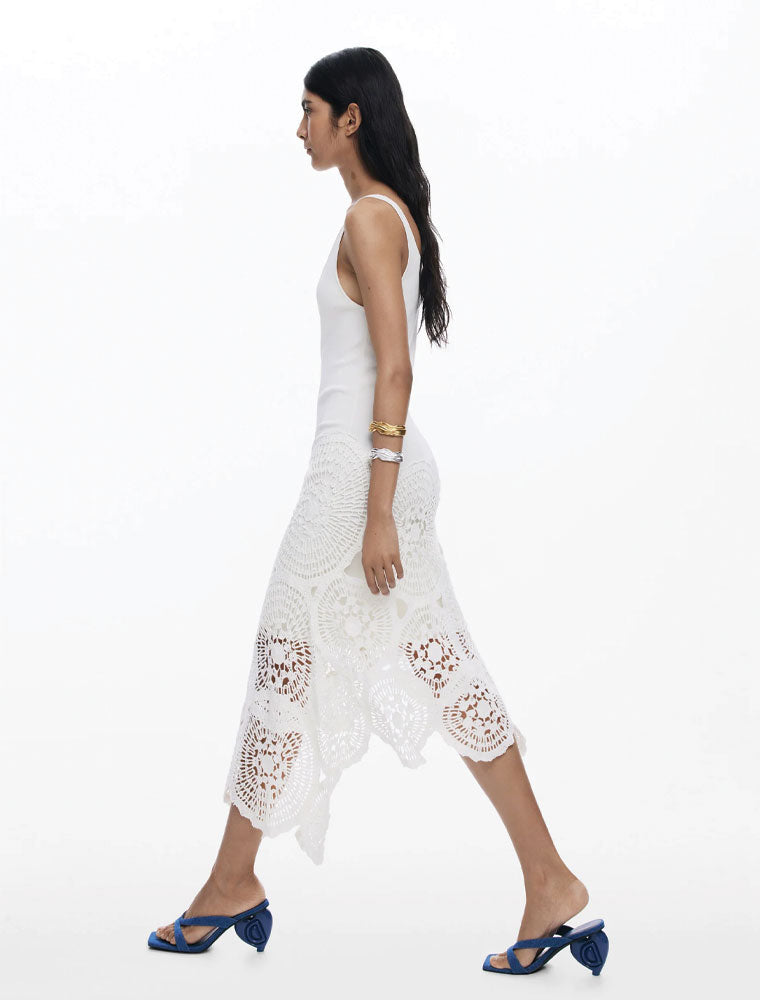 Santorini Crochet Midi Dress, Off-White