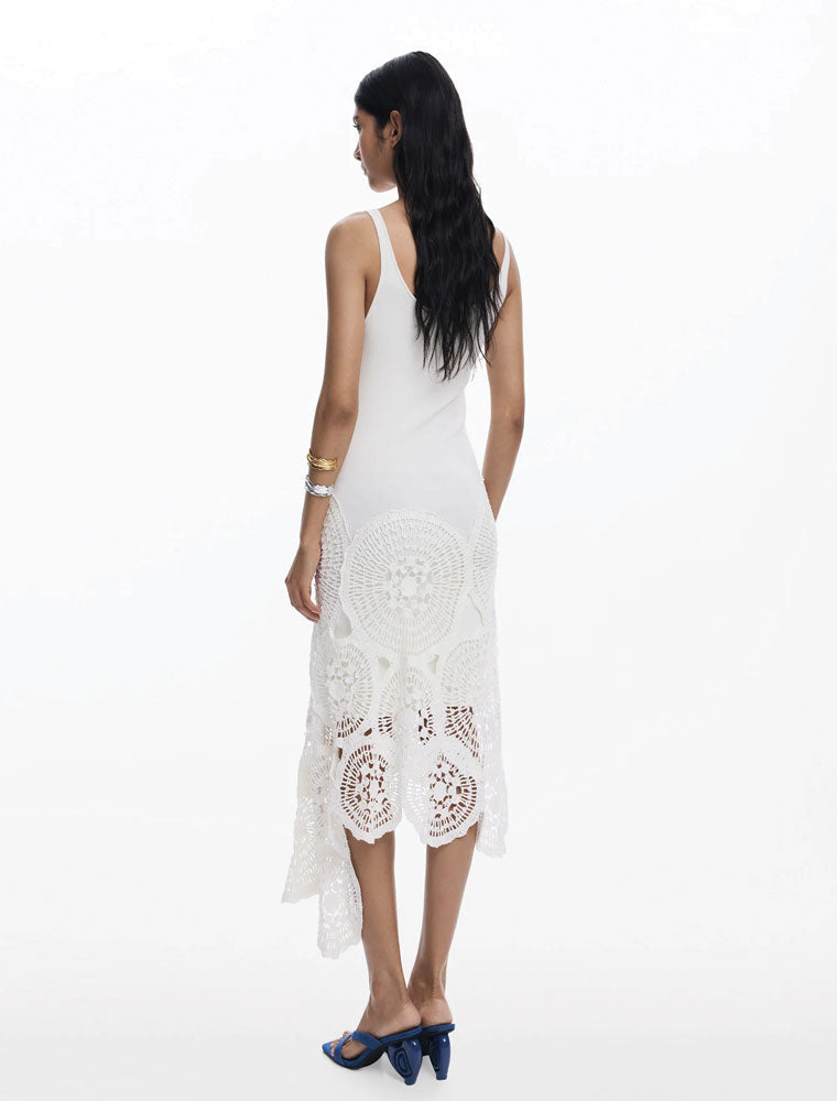 Santorini Crochet Midi Dress, Off-White