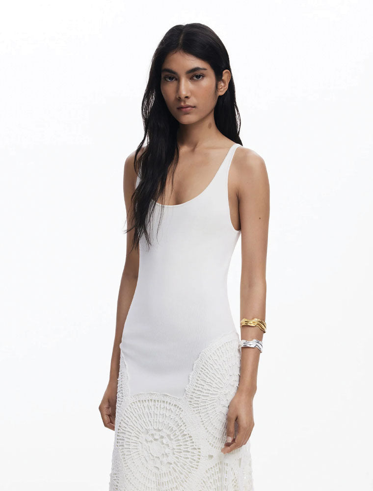 Santorini Crochet Midi Dress, Off-White