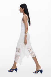 Santorini Crochet Midi Dress, Off-white