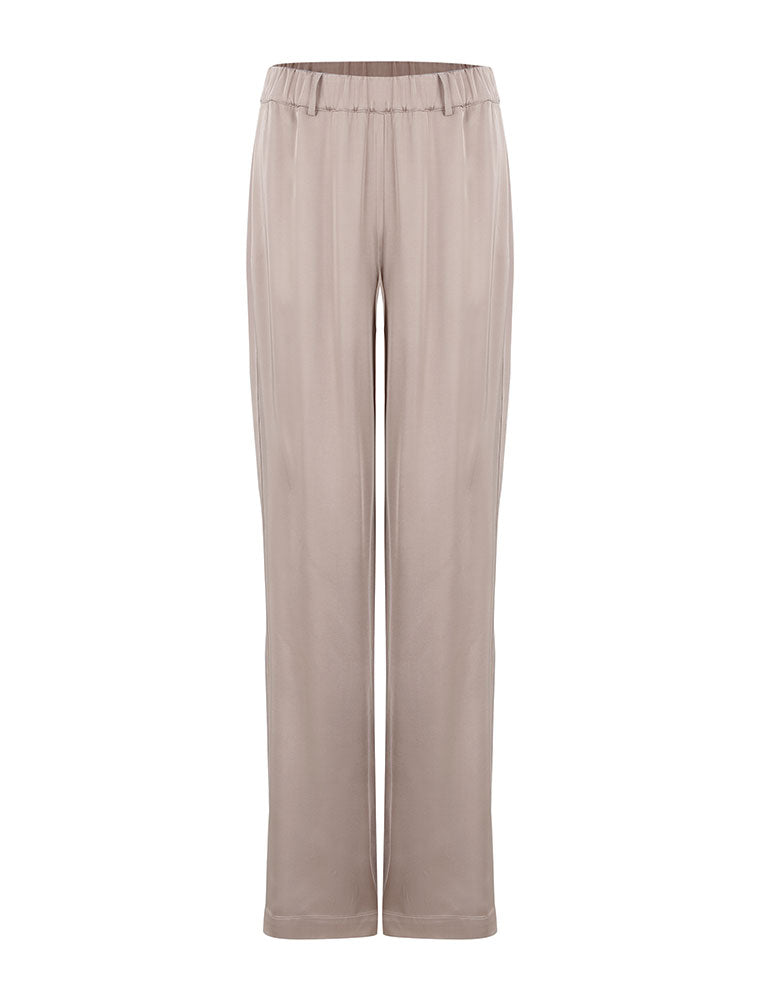 Satin Straight Leg Pant, Tan