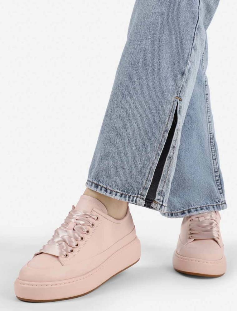 Satin Lace Sneakers, Light Pink