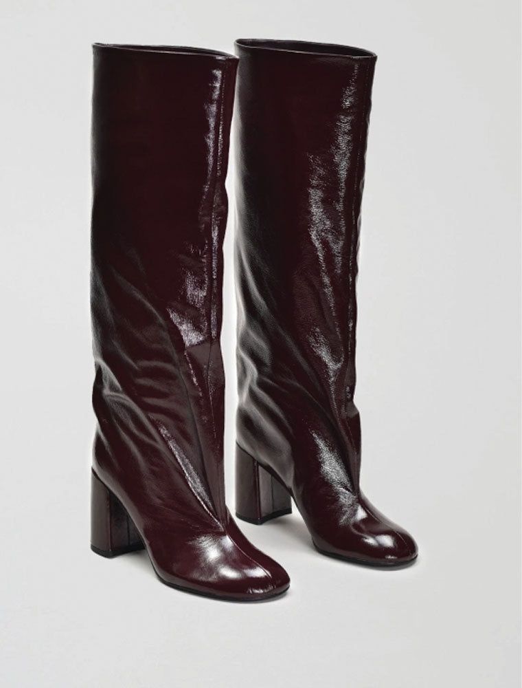 Scrunchy Knee High Boot, Maroon