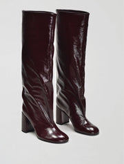 Scrunchy Knee High Boot, Maroon