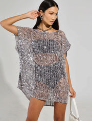 Sheer Overlay Top / Dress, Grey