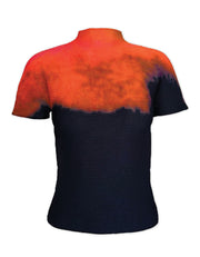 Short Sleeve 3D Honeycomb Texture Top, Orange