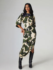 Short Sleeve Asymmetrical Zadie Dress, Green