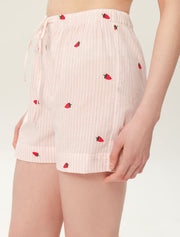 Short Sleeve Strawberry Pajama Set with Shorts, Pink