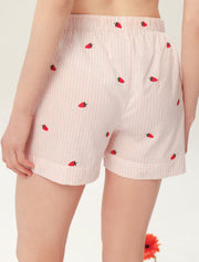 Short Sleeve Strawberry Pajama Set with Shorts, Pink